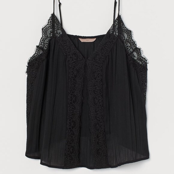 (NWT) H&M - black camisole top with lace (small) - Picture 1 of 1
